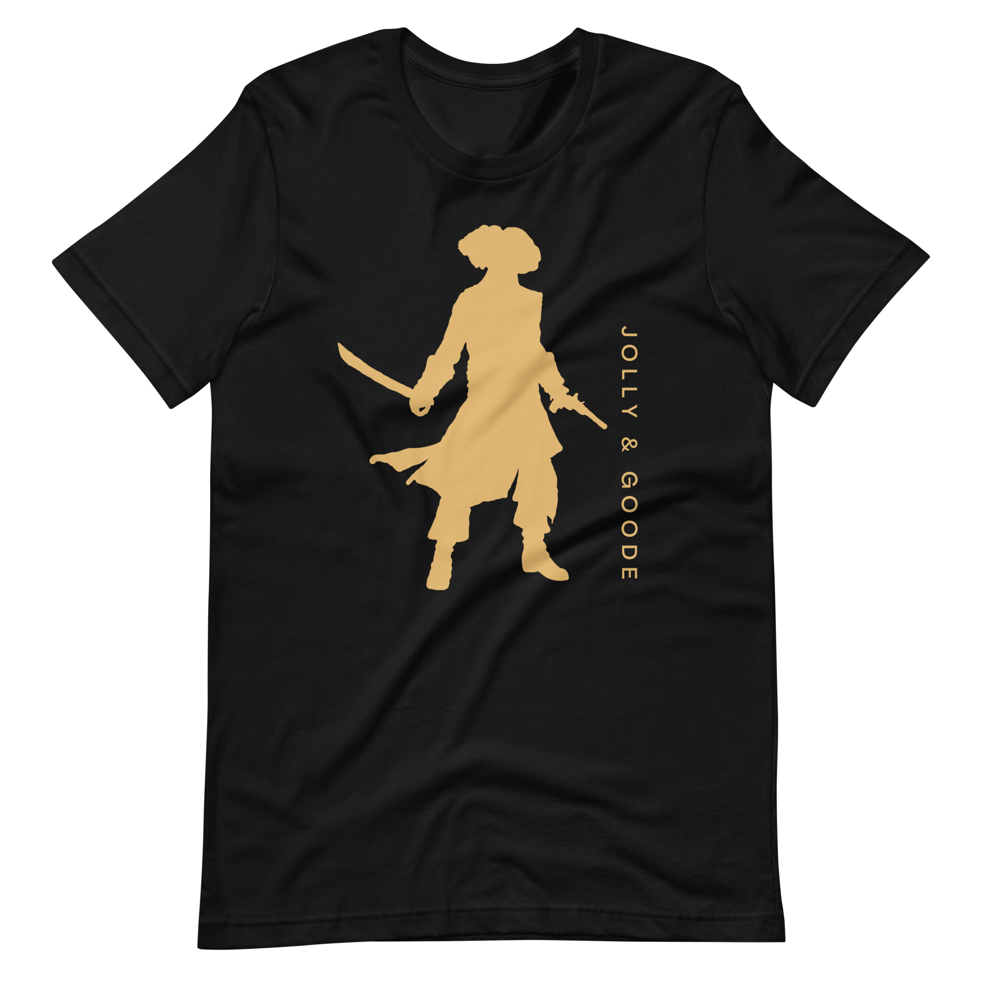 Jolly & Goode Shirts & Tops Black / S Jolly & Goode Gold Pirate Silhouette T-shirt Cheeky British Style