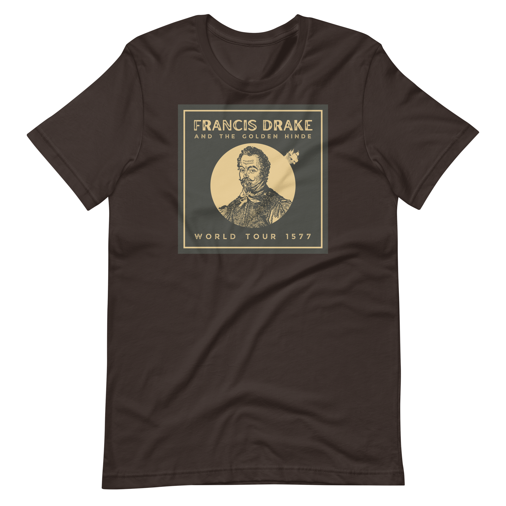 Jolly & Goode Shirts & Tops Brown / S Francis Drake and The Golden Hinde World Tour T-shirt Cheeky British Style