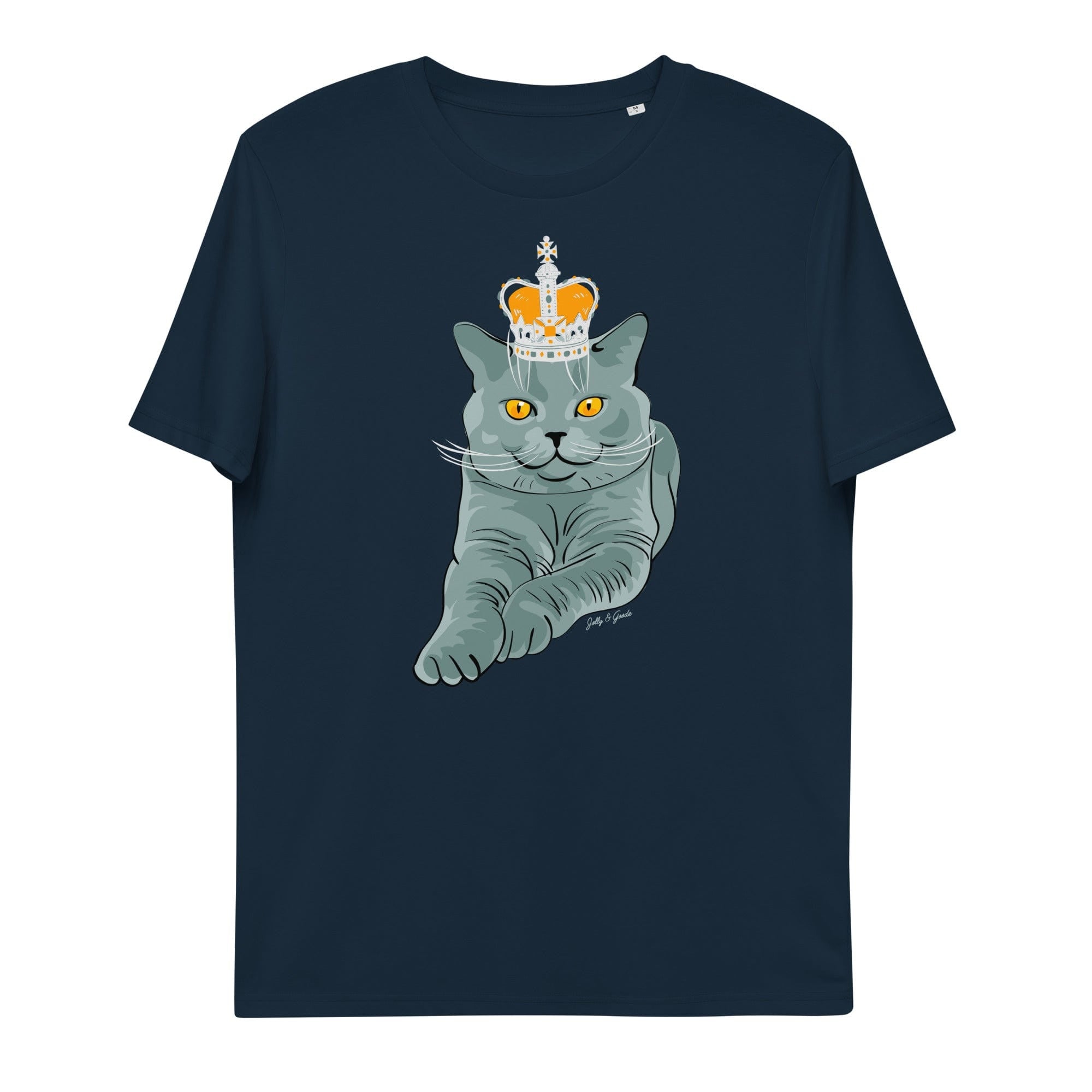 Jolly & Goode Shirts & Tops French Navy / S Crowned British Blue Shorthair T-shirt | Organic Cotton Cheeky British Style