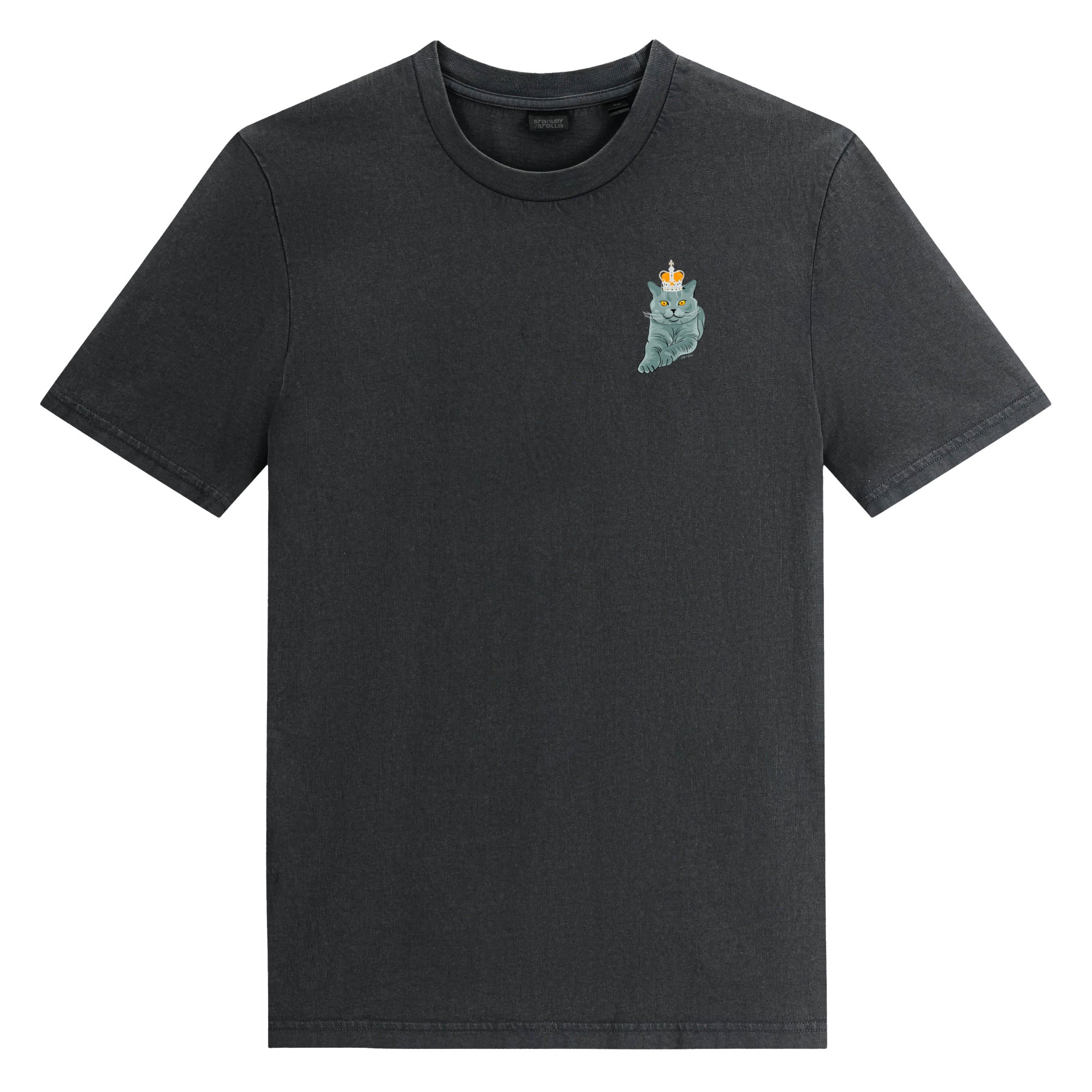 Jolly & Goode Shirts & Tops G. Dyed Black Rock / S Crowned British Blue Shorthair Tee | Organic Garment-Dyed Vintage Cheeky British Style