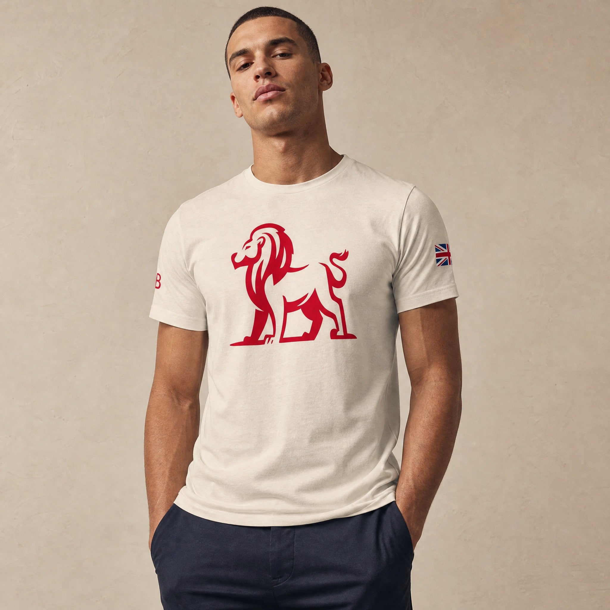 Jolly & Goode Shirts & Tops GB Lion Tee | Union Jack sleeve Cheeky British Style