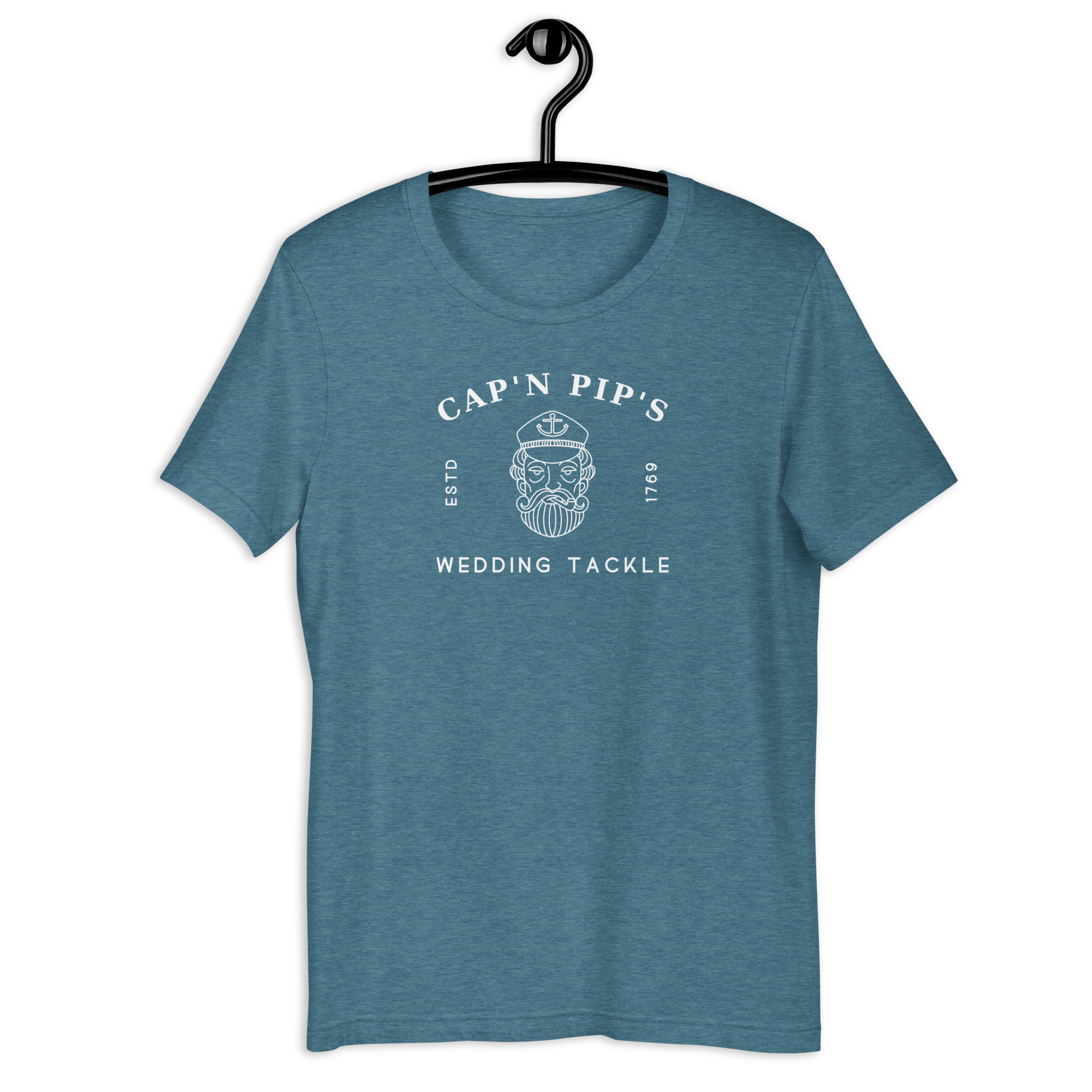 Jolly & Goode Shirts & Tops Heather Deep Teal / S Cap'n Pip's Wedding Tackle T-shirt Cheeky British Style