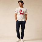 Jolly & Goode Shirts & Tops Heather Dust / S GB Lion Tee | Union Jack sleeve Cheeky British Style