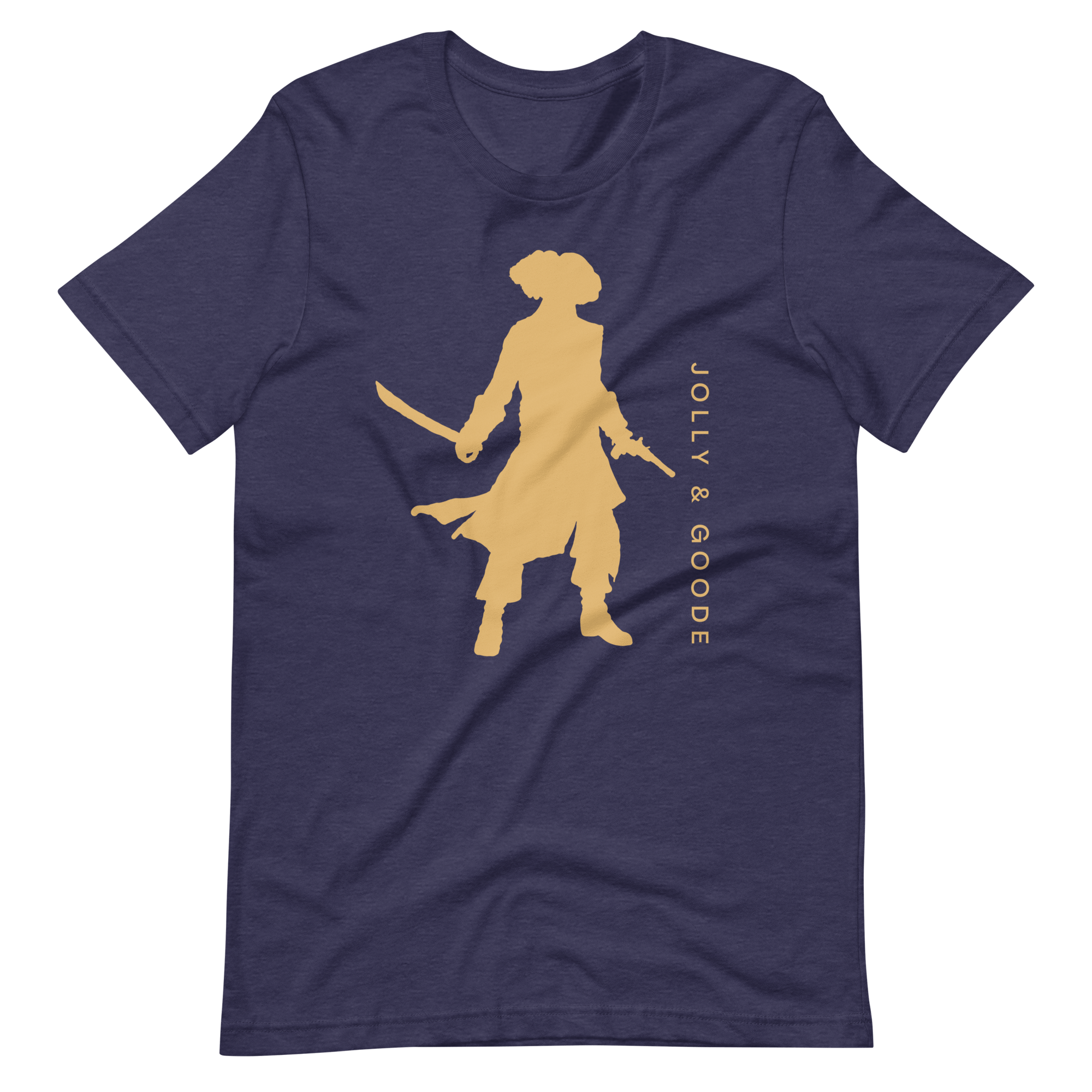 Jolly & Goode Shirts & Tops Heather Midnight Navy / S Jolly & Goode Gold Pirate Silhouette T-shirt Cheeky British Style