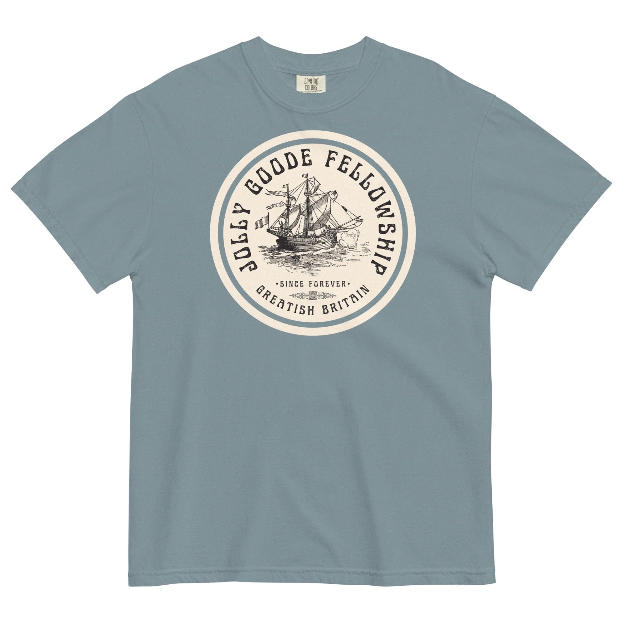 Jolly & Goode Shirts & Tops Ice Blue / S Jolly Goode Fellowship | Greatish Britain | Heavyweight T-shirt | Garment-Dyed Cheeky British Style