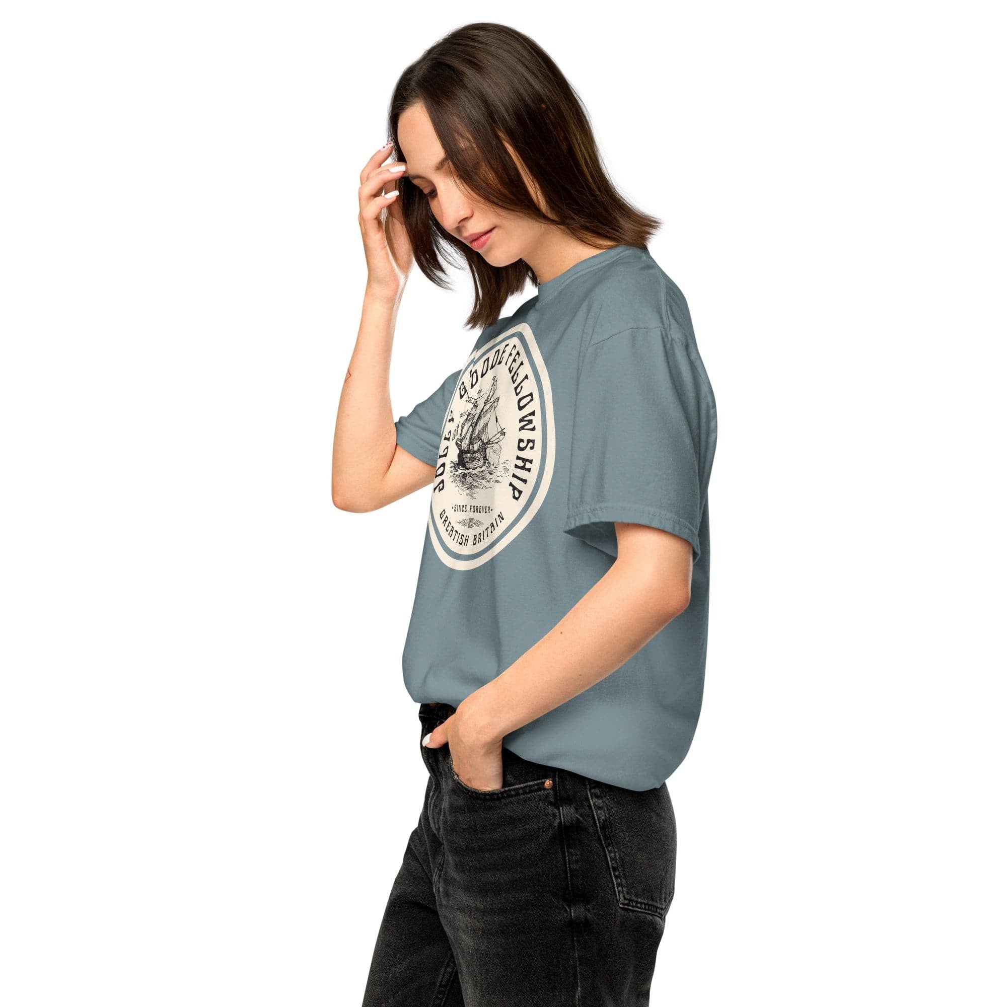 Jolly & Goode Shirts & Tops Jolly Goode Fellowship | Greatish Britain | Heavyweight T-shirt | Garment-Dyed Cheeky British Style