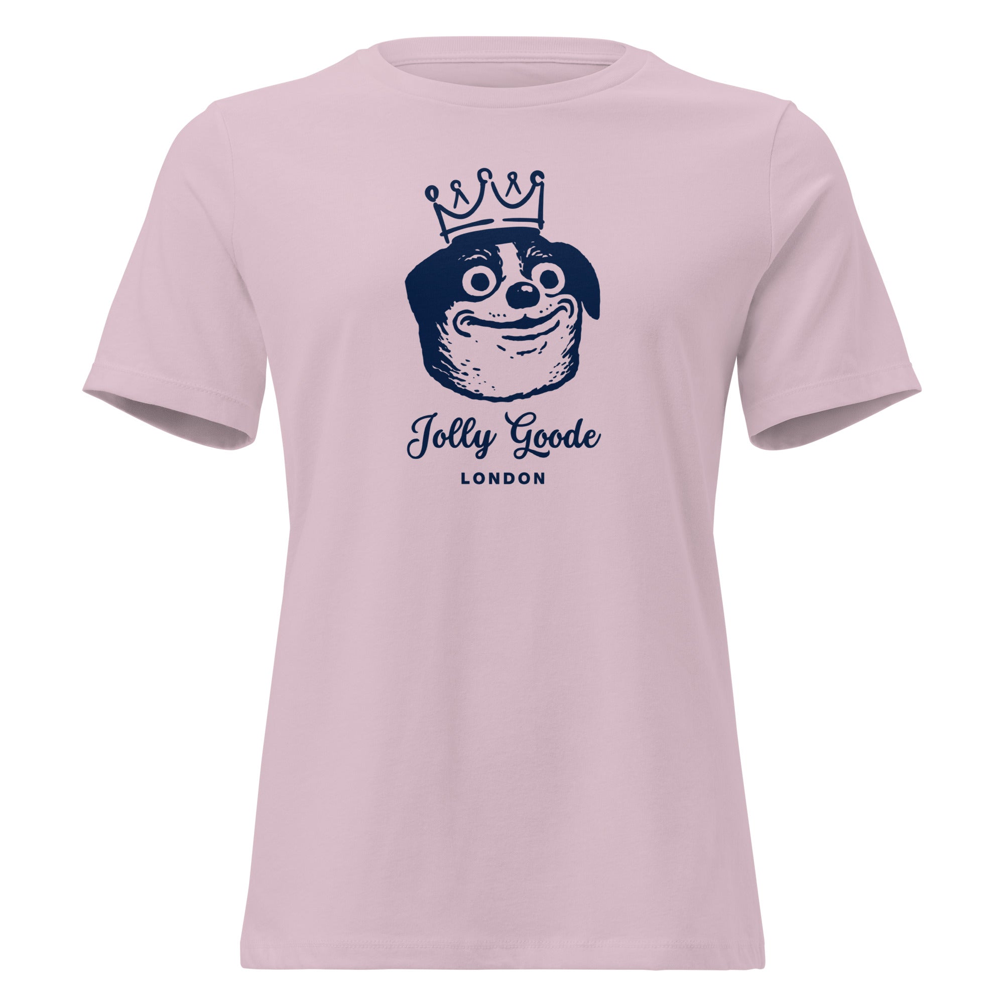 Jolly & Goode Shirts & Tops Light Violet / S Jolly Goode London, Crowned Dog, Women's Tee Cheeky British Style