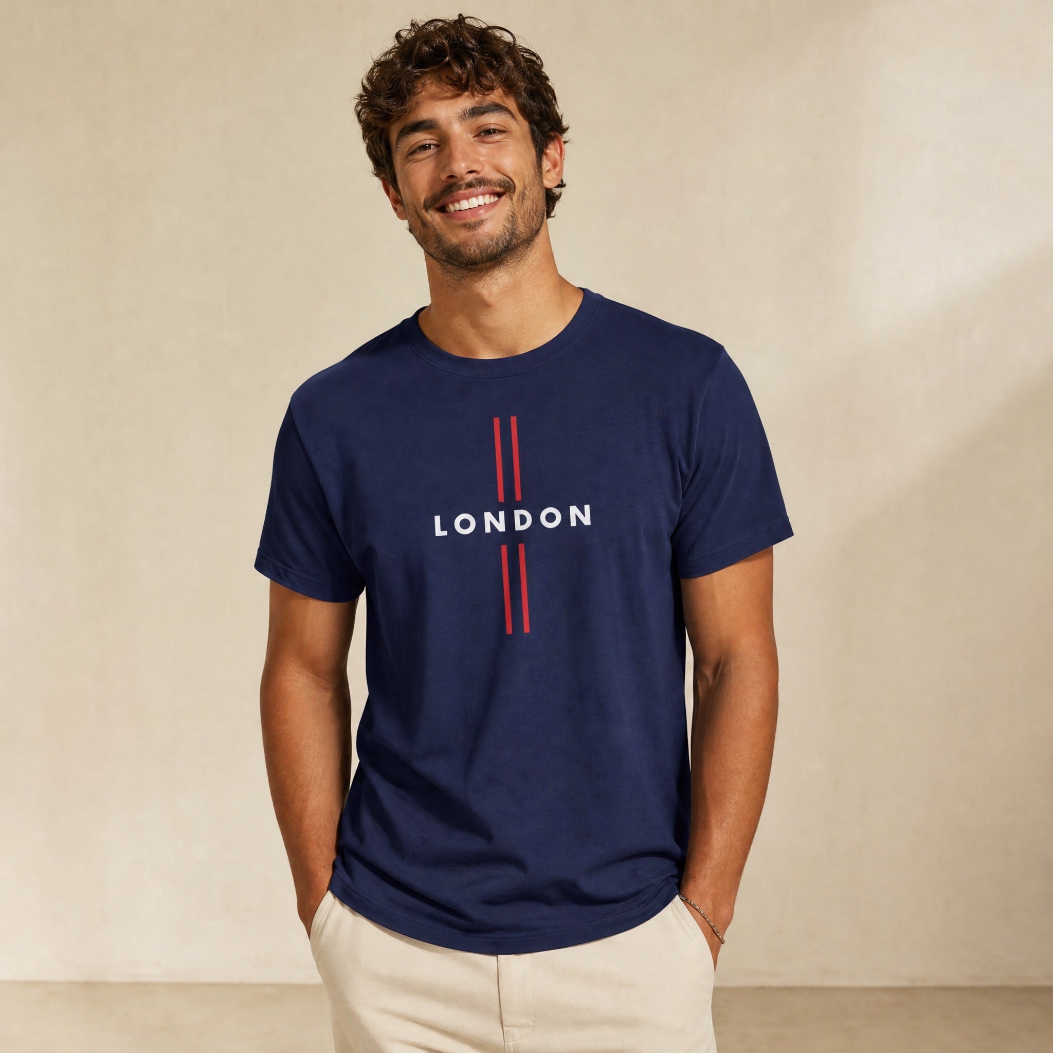 Jolly & Goode Shirts & Tops London Tee | Double Red Stripe Cheeky British Style