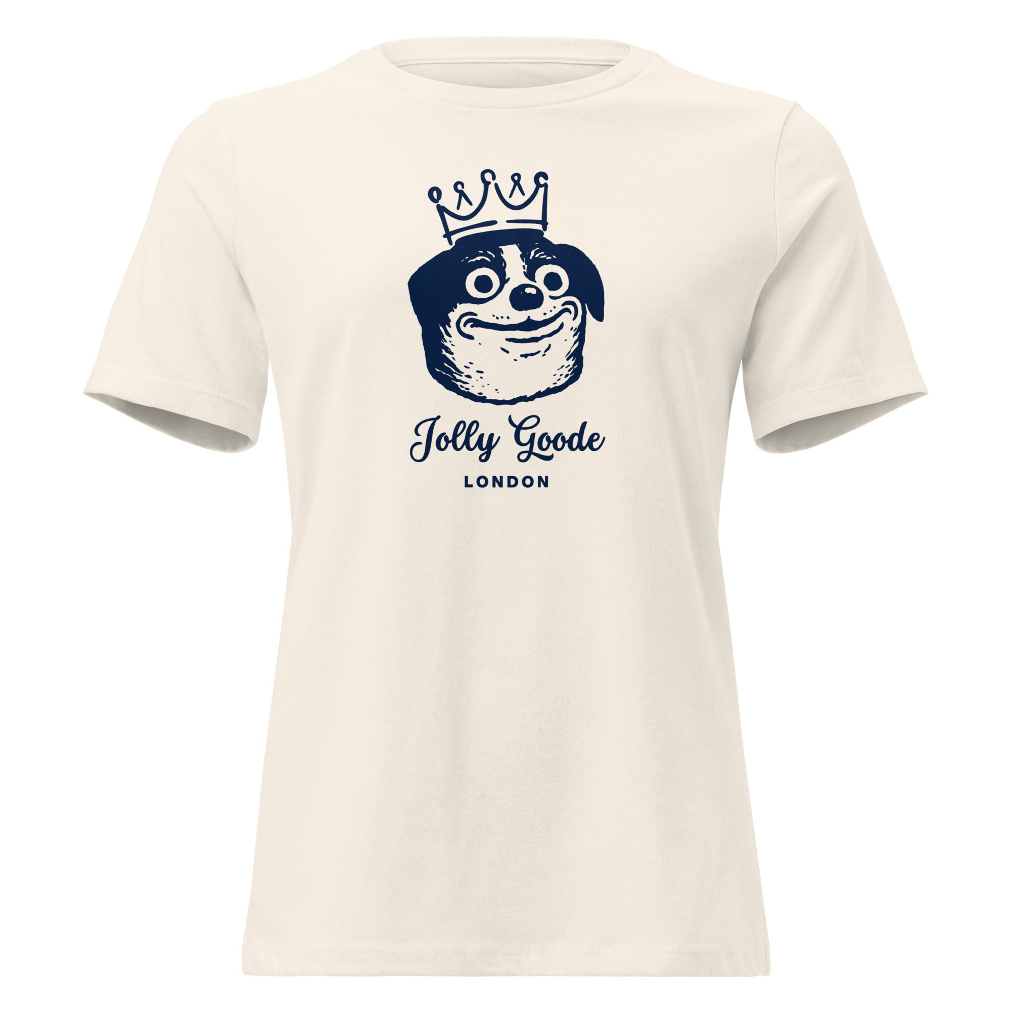Jolly & Goode Shirts & Tops Natural / S Jolly Goode London, Crowned Dog, Women's Tee Cheeky British Style