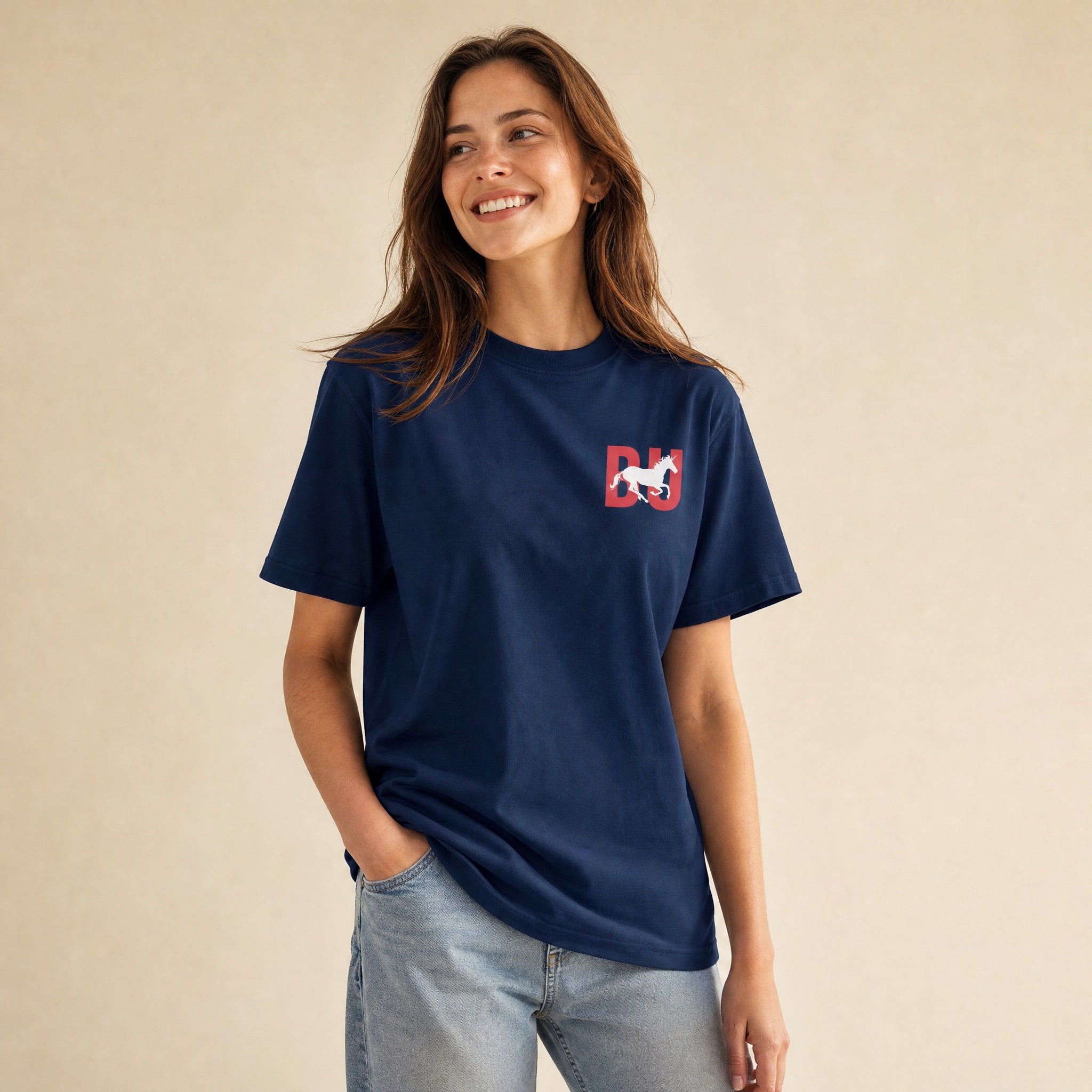 Jolly & Goode Shirts & Tops Navy / S British Unicorn Outfitters Garment-dyed Heavyweight Tee Cheeky British Style