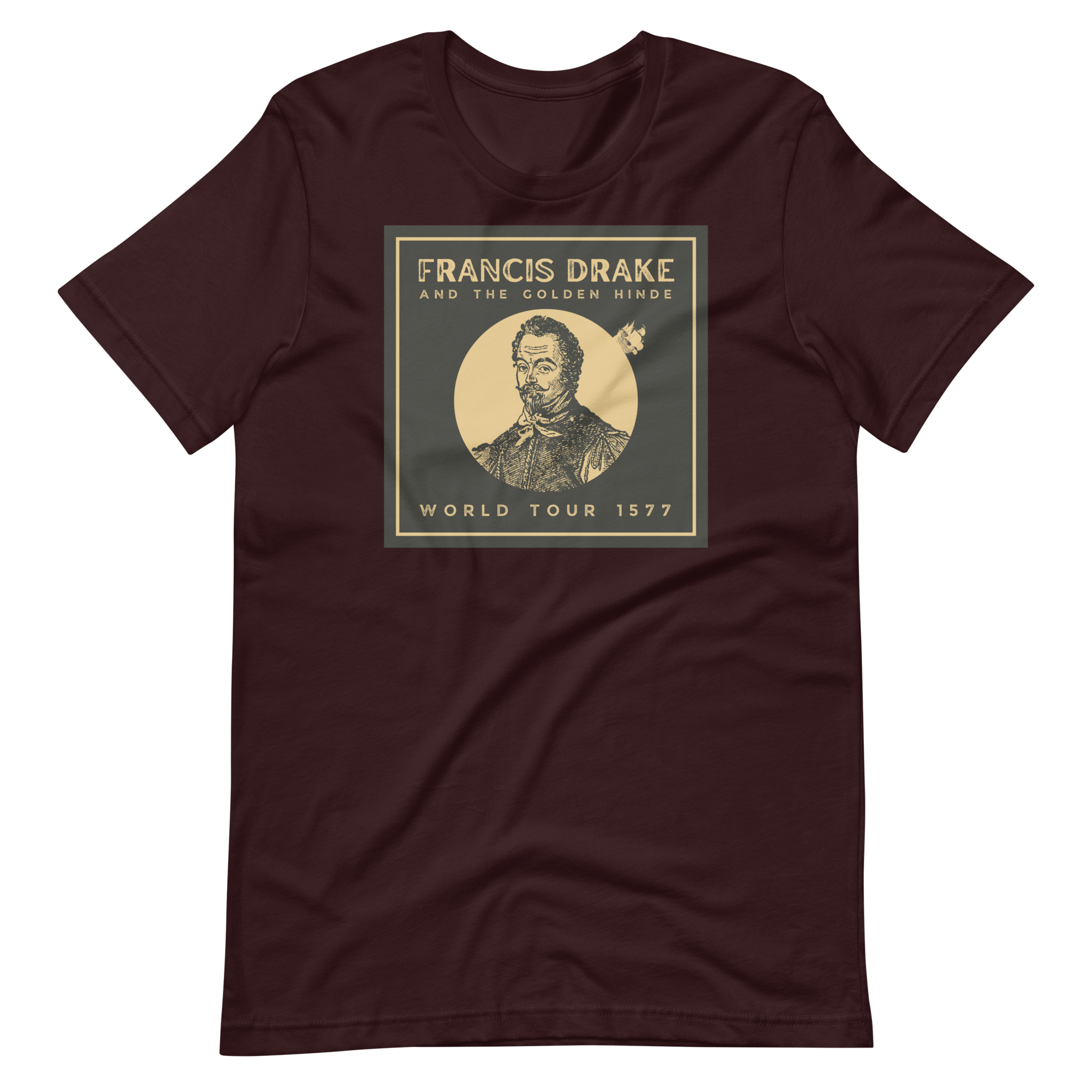 Jolly & Goode Shirts & Tops Oxblood Black / S Francis Drake and The Golden Hinde World Tour T-shirt Cheeky British Style