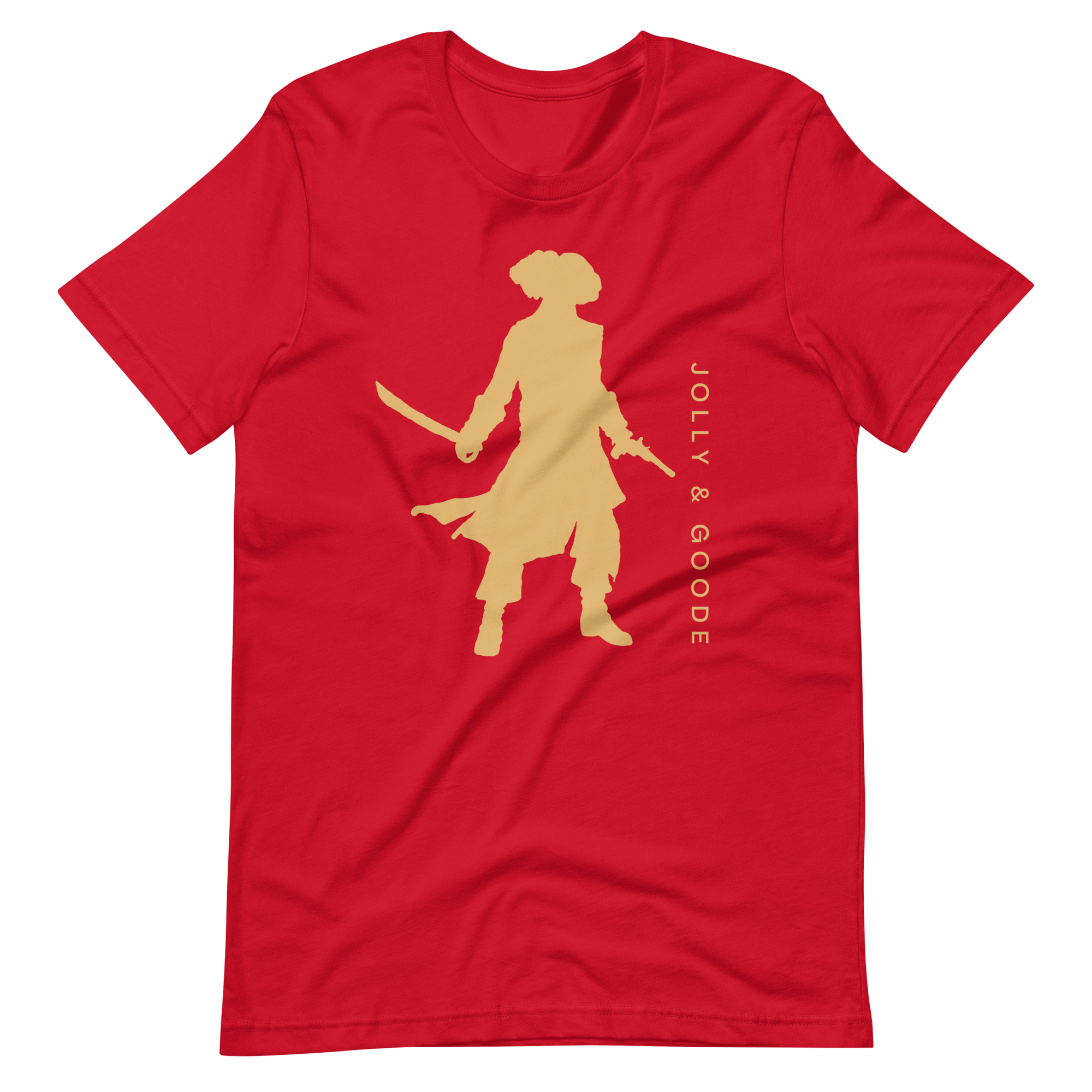 Jolly & Goode Shirts & Tops Red / S Jolly & Goode Gold Pirate Silhouette T-shirt Cheeky British Style