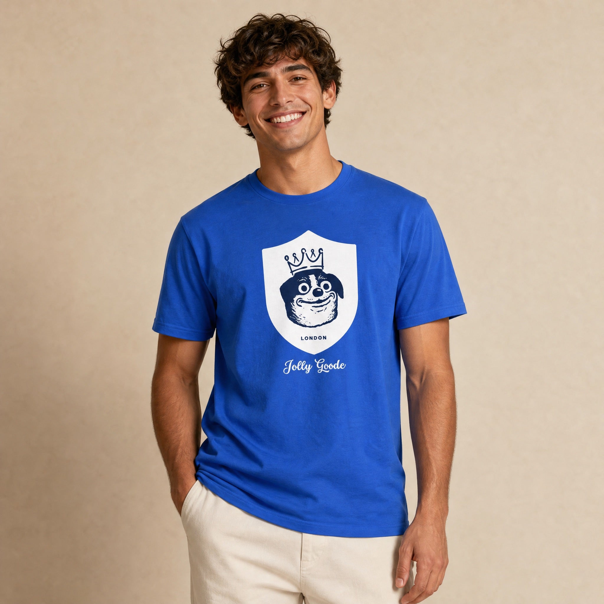Jolly & Goode Shirts & Tops Royal / S Jolly Goode London Crowned Dog Shield T-shirt Cheeky British Style