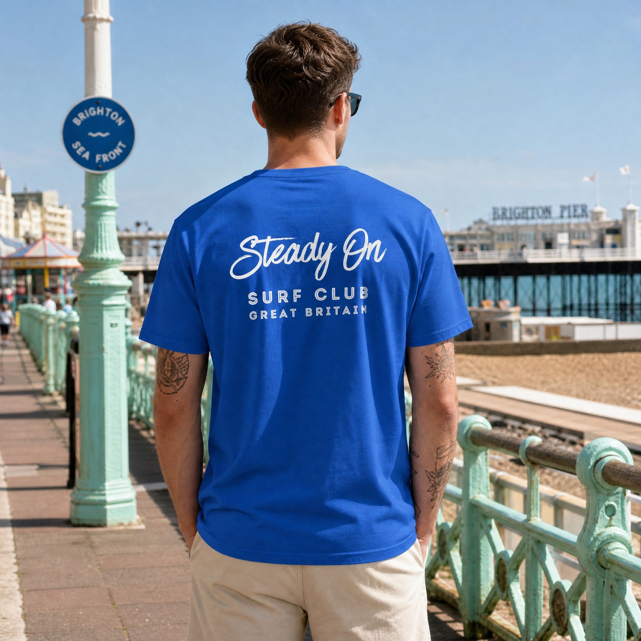 Jolly & Goode Shirts & Tops Royal / S Steady On Surf Club Great Britain Tee | Unisex Cheeky British Style