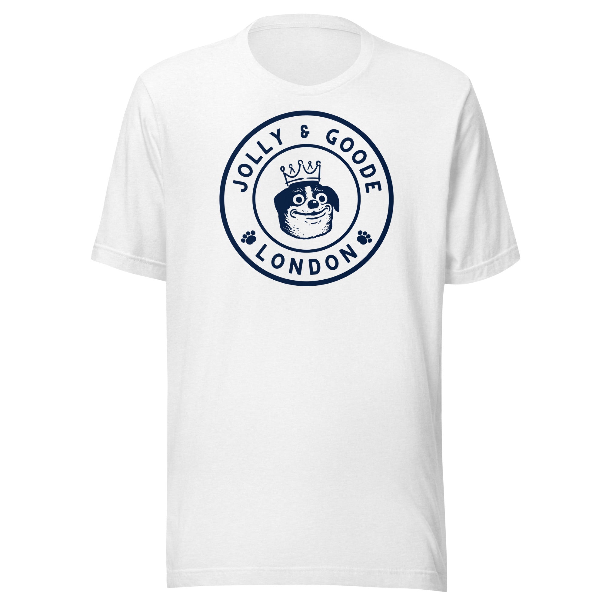 Jolly & Goode Shirts & Tops Solid White Blend / S Jolly & Goode London Crowned Dog T-shirt Cheeky British Style