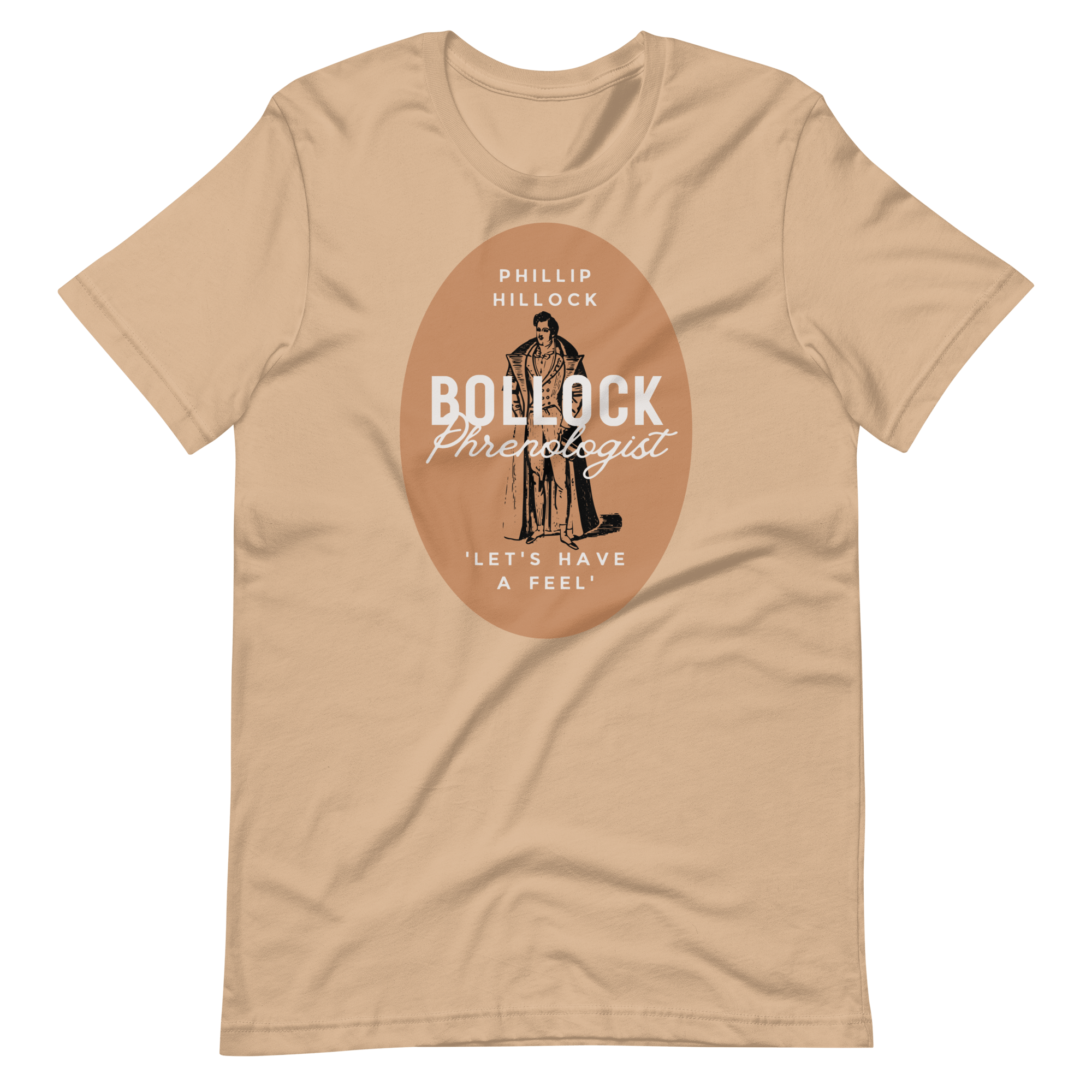Jolly & Goode Shirts & Tops Tan / S Phillip Hillock Bollock Phrenologist T-shirt Cheeky British Style