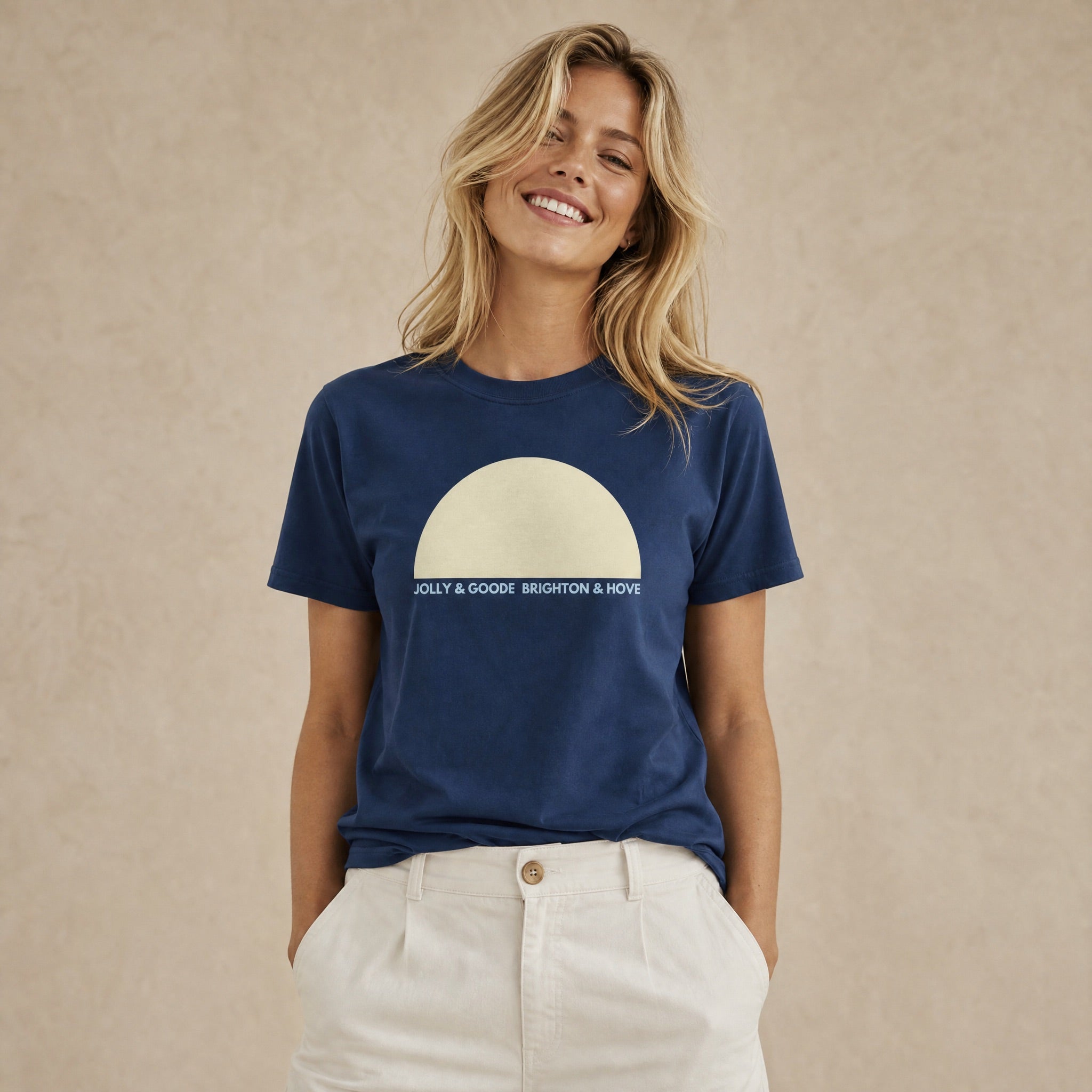 Jolly & Goode Shirts & Tops True Navy / S Brighton & Hove Sun | Garment-dyed Heavyweight T-shirt Cheeky British Style