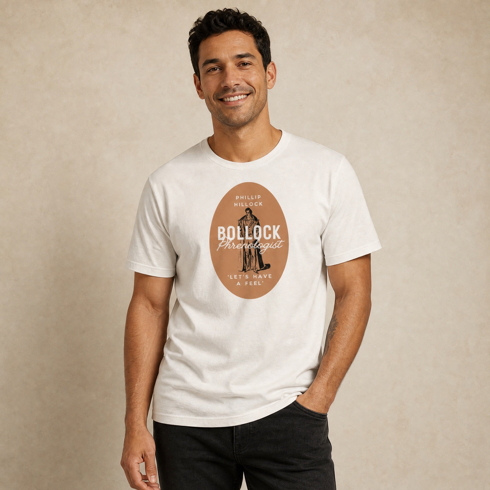 Jolly & Goode Shirts & Tops Vintage White / S Phillip Hillock Bollock Phrenologist Shirt Cheeky British Style