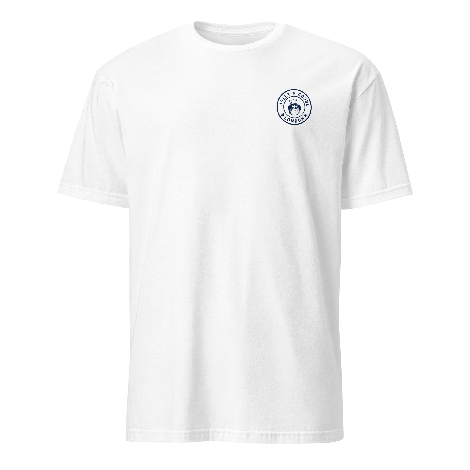 Jolly & Goode Shirts & Tops White / S Jolly & Goode London Crowned Dog T-Shirt | Large Back Print Cheeky British Style