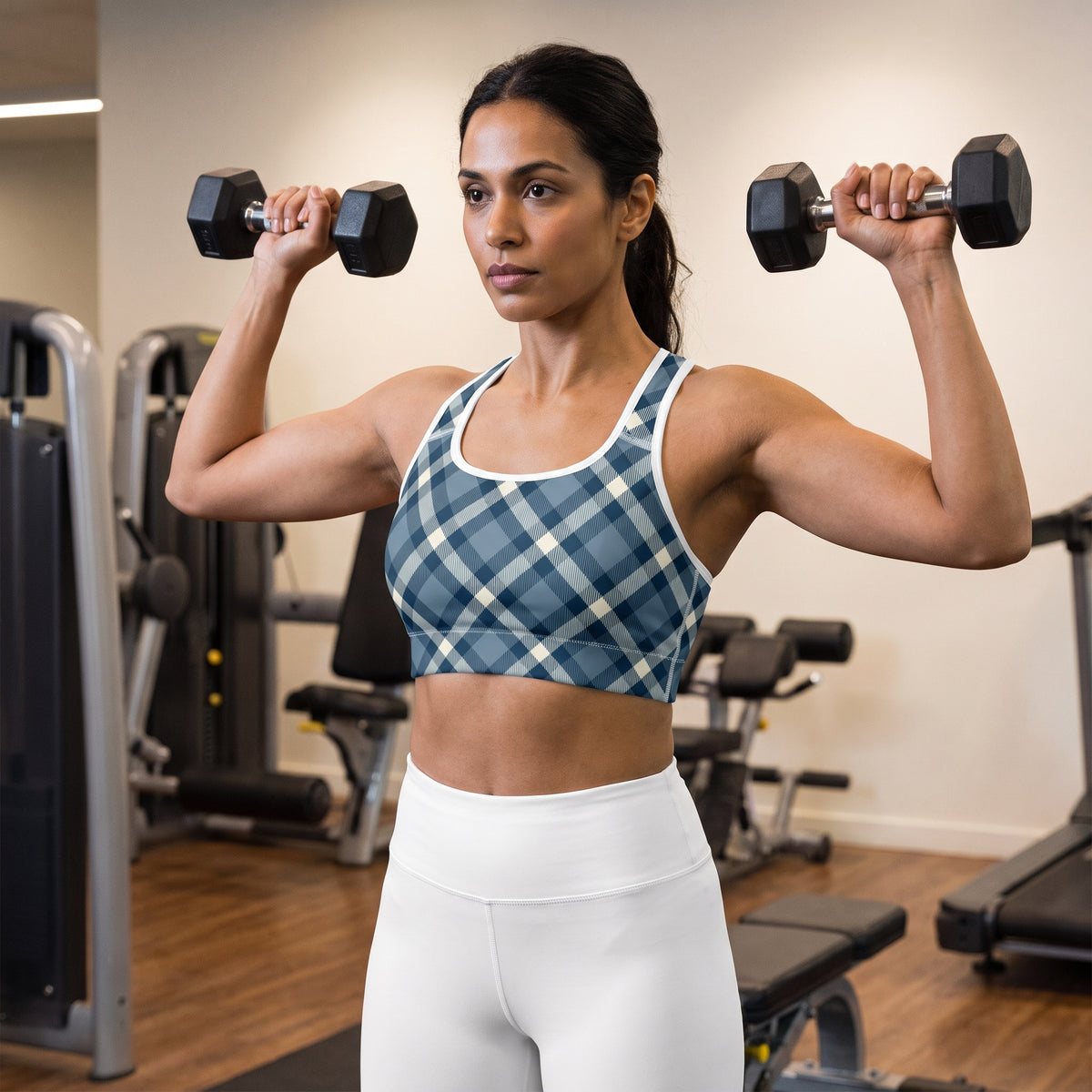 Jolly & Goode sports bras Cheeky Check Padded Racerback Sports Bra Cheeky British Style
