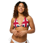 Jolly & Goode Swimwear Union Jack String Bikini Top | Red and Blue Strings | Removable Padding Cheeky British Style