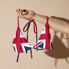 Jolly & Goode Swimwear Union Jack String Bikini Top | Red and Blue Strings | Removable Padding Cheeky British Style