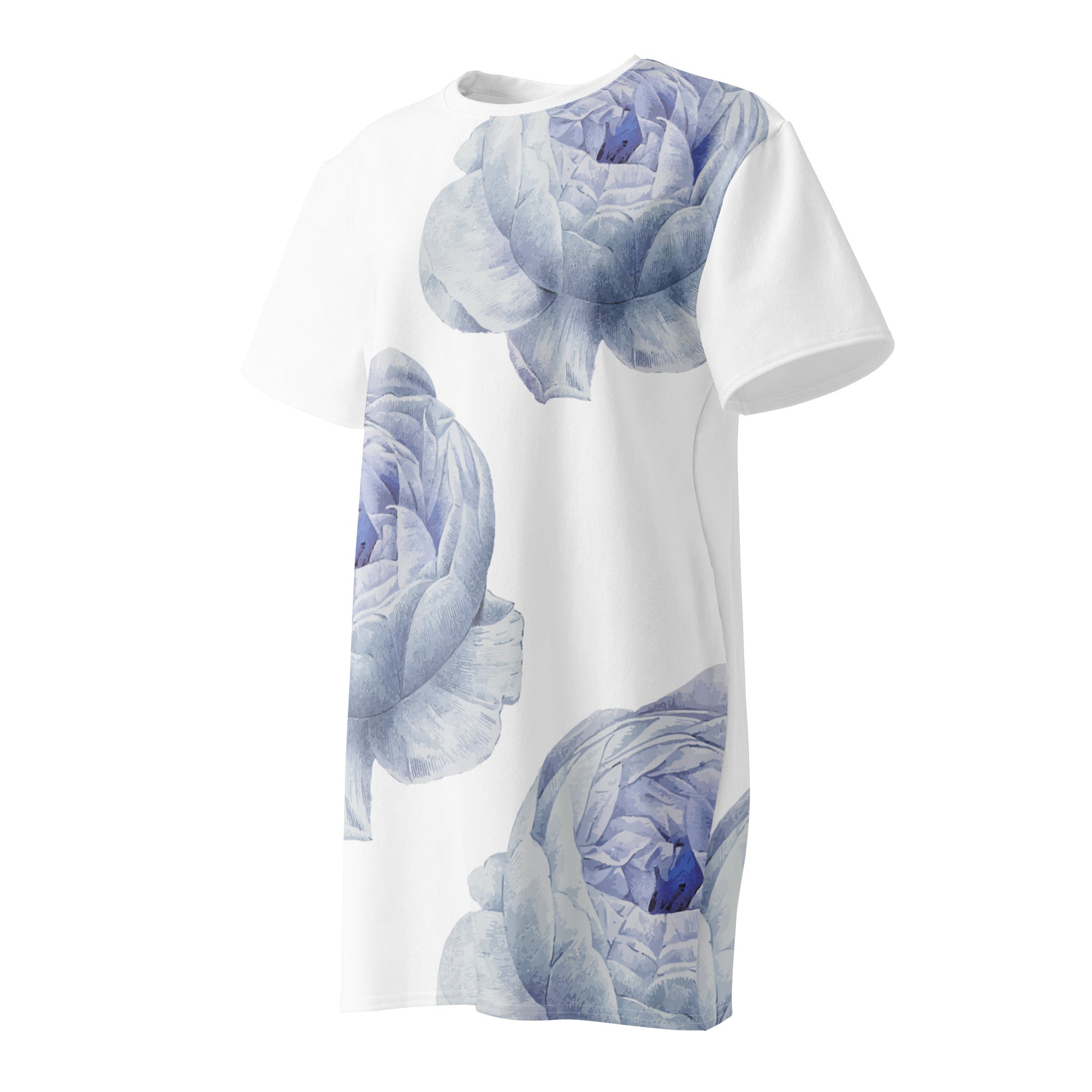 Jolly & Goode T-shirt Dresses White Rose Cotton T-shirt Dress Cheeky British Style