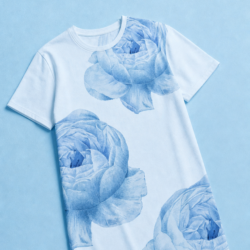 Jolly & Goode T-shirt Dresses White Rose Cotton T-shirt Dress Cheeky British Style