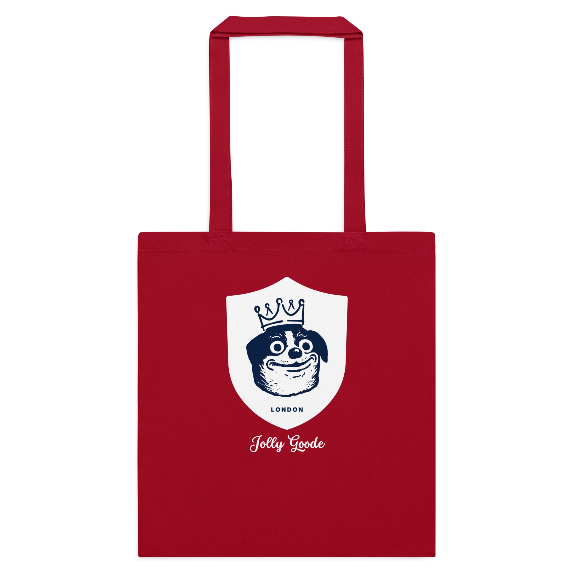 Jolly & Goode Tote Bag Classic Red Jolly Goode London Crowned Dog Shield Cotton Tote Cheeky British Style