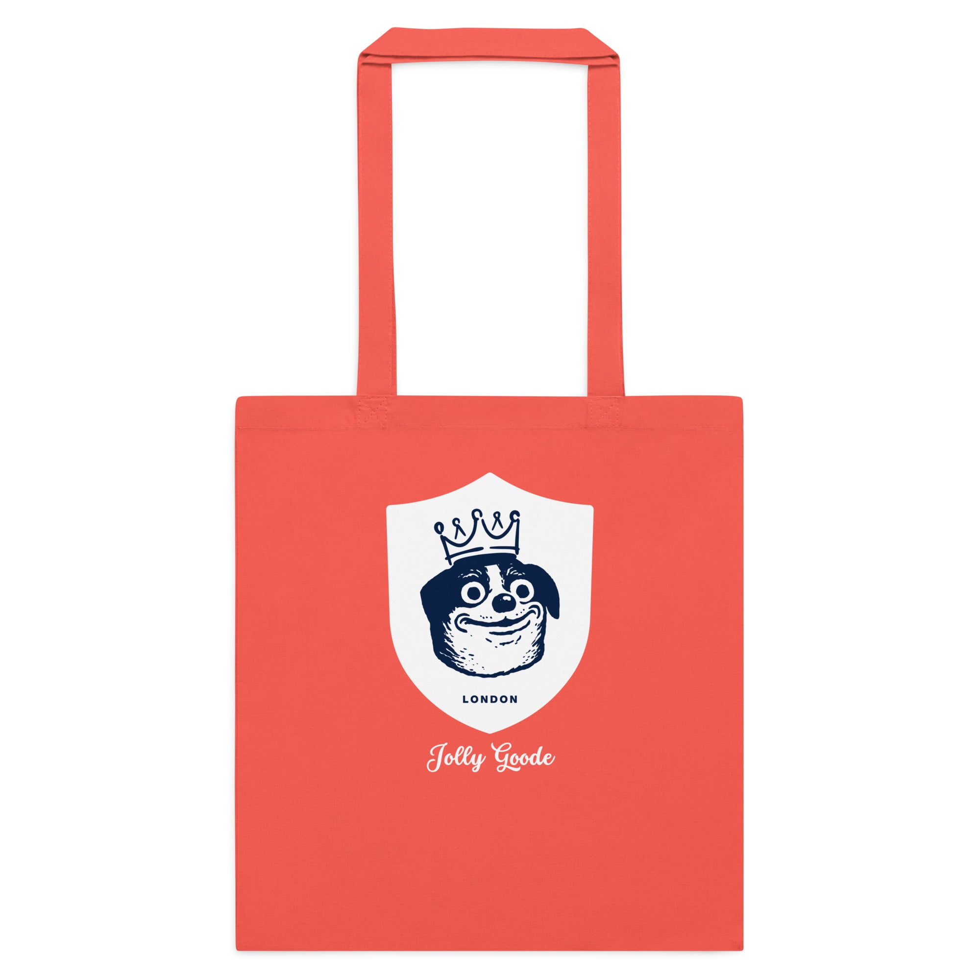 Jolly & Goode Tote Bag Coral Jolly Goode London Crowned Dog Shield Cotton Tote Cheeky British Style