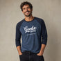 Jolly & Goode unisex raglan shirts Heather Denim/Navy / XS Goode Jeans | A Little Something Extra | 3/4 Sleeve Raglan Shirt Cheeky British Style
