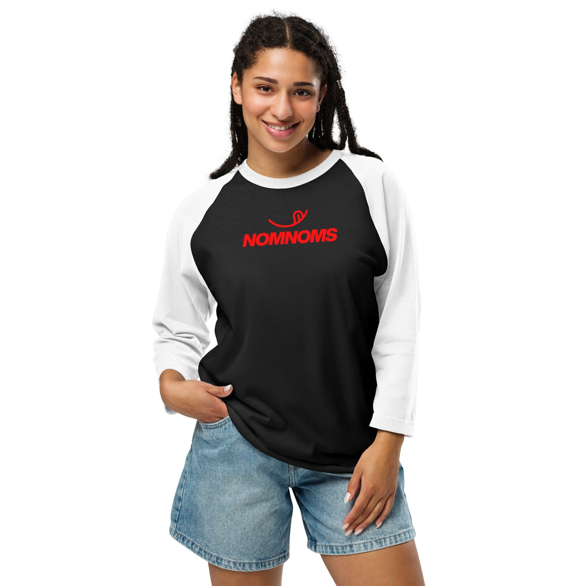 Jolly & Goode unisex raglan shirts Nomnoms 3/4 Sleeve Raglan Shirt Cheeky British Style