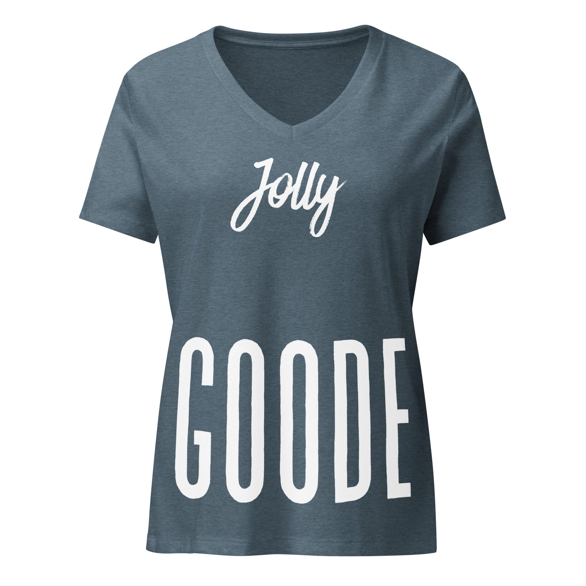 Jolly Goode Women’s Relaxed V-neck T-shirt Heather Slate / S Women's Shirts Jolly & Goode