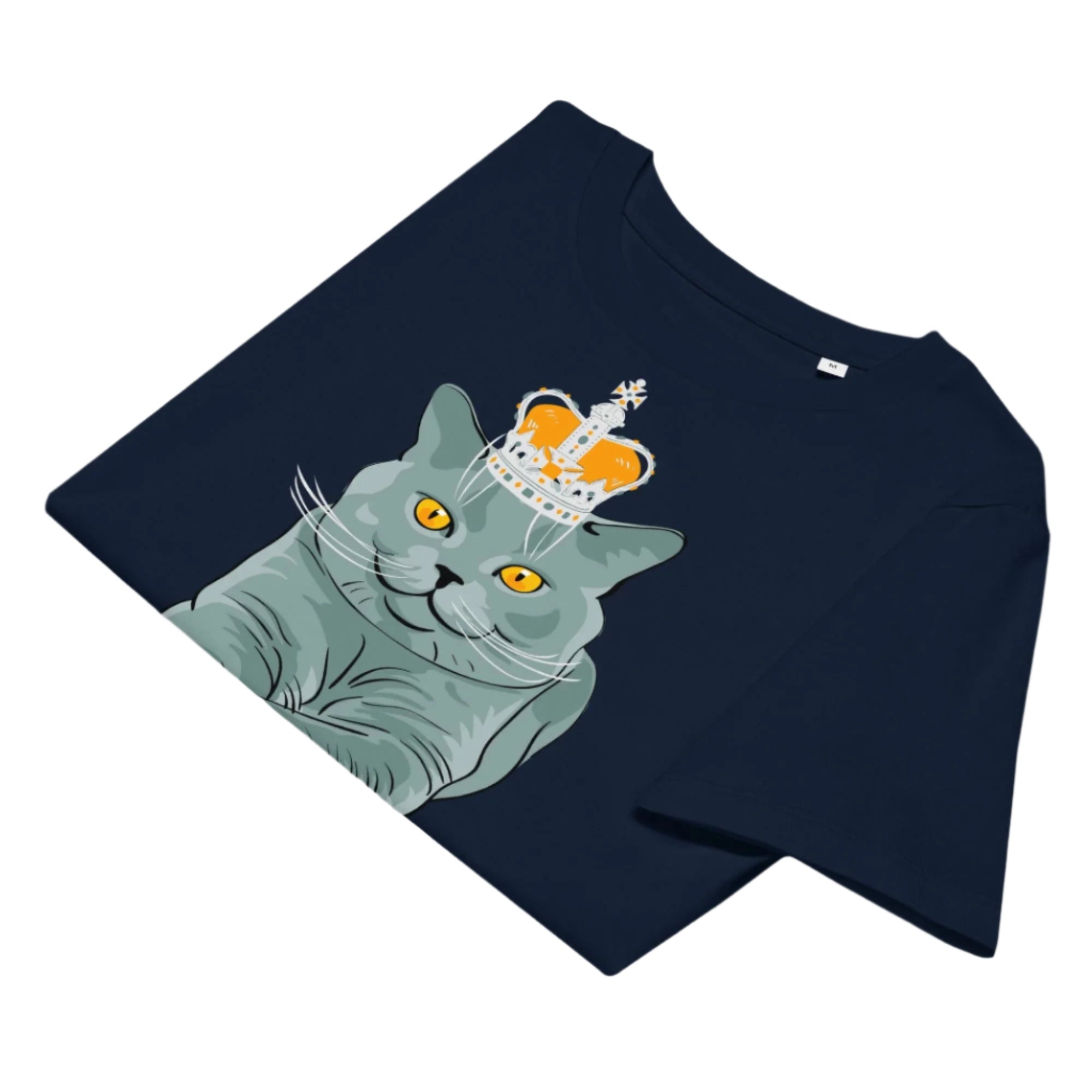 Jolly & Goode Women's Shirts Crowned British Blue Shorthair Cat T-Shirt | Women’s Organic Cotton Tee Cheeky British Style
