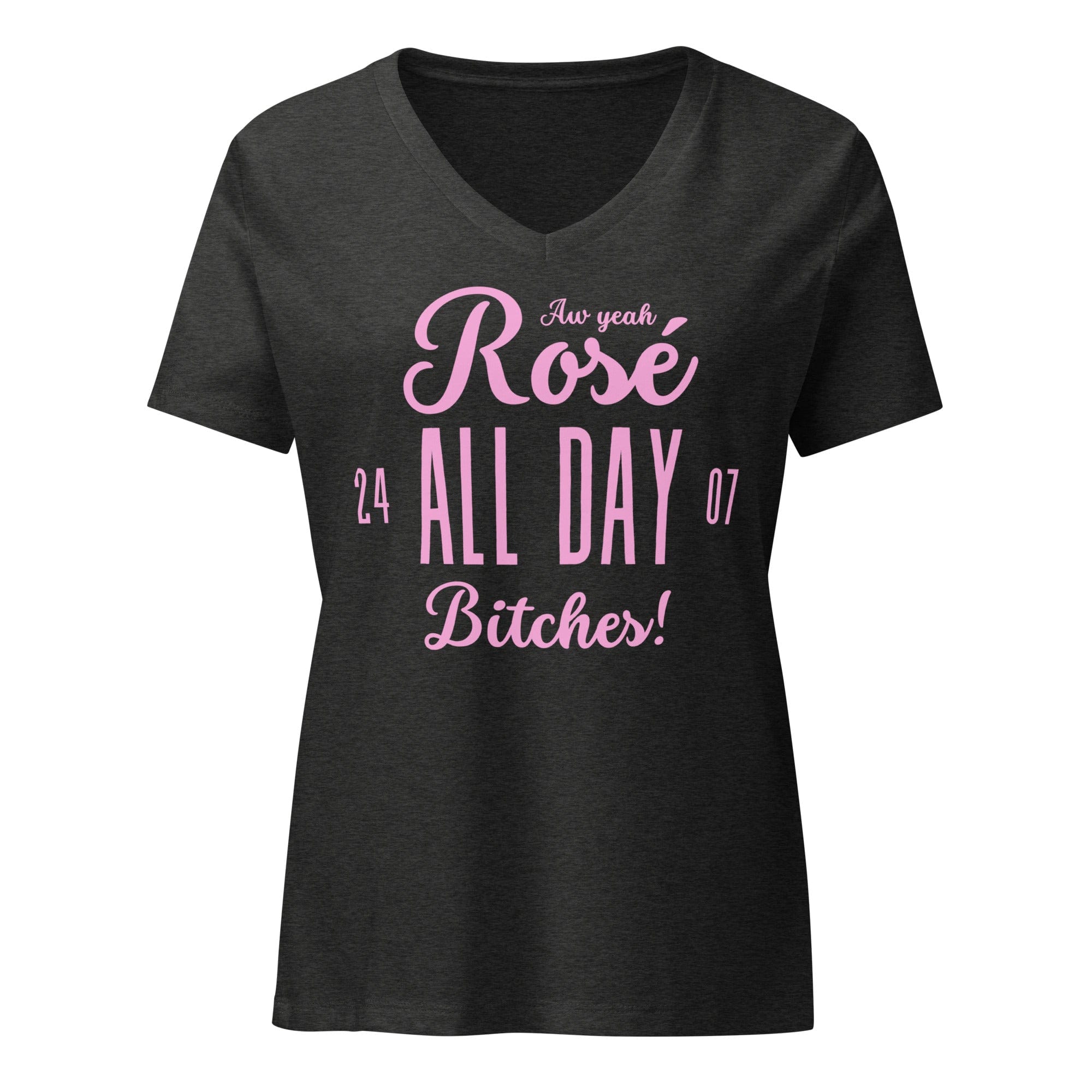 Jolly & Goode Women's Shirts Dark Grey Heather / S Rosé All Day Bitches | Women’s Relaxed V-neck T-shirt Cheeky British Style