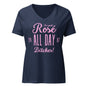 Jolly & Goode Women's Shirts Heather Navy / S Rosé All Day Bitches | Women’s Relaxed V-neck T-shirt Cheeky British Style