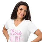 Jolly & Goode Women's Shirts Rosé All Day Bitches | Women’s Relaxed V-neck T-shirt Cheeky British Style