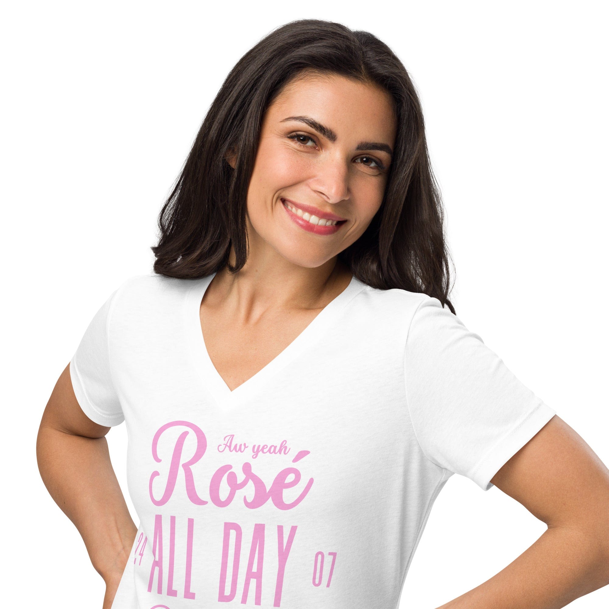 Jolly & Goode Women's Shirts Rosé All Day Bitches | Women’s Relaxed V-neck T-shirt Cheeky British Style
