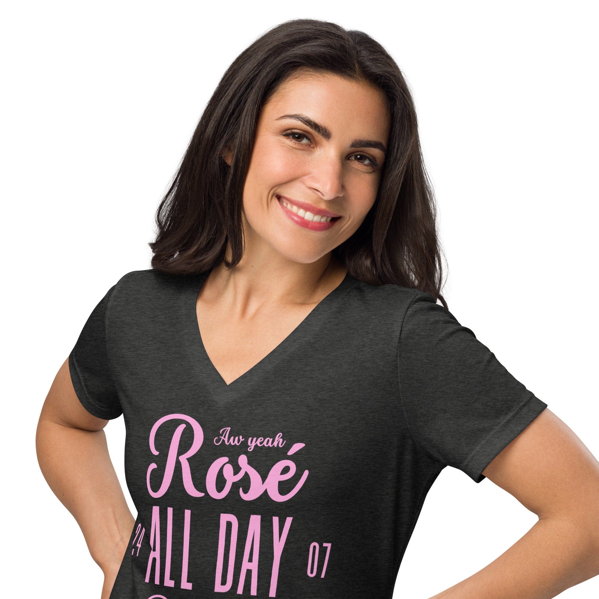 Jolly & Goode Women's Shirts Rosé All Day Bitches | Women’s Relaxed V-neck T-shirt Cheeky British Style
