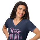 Jolly & Goode Women's Shirts Rosé All Day Bitches | Women’s Relaxed V-neck T-shirt Cheeky British Style