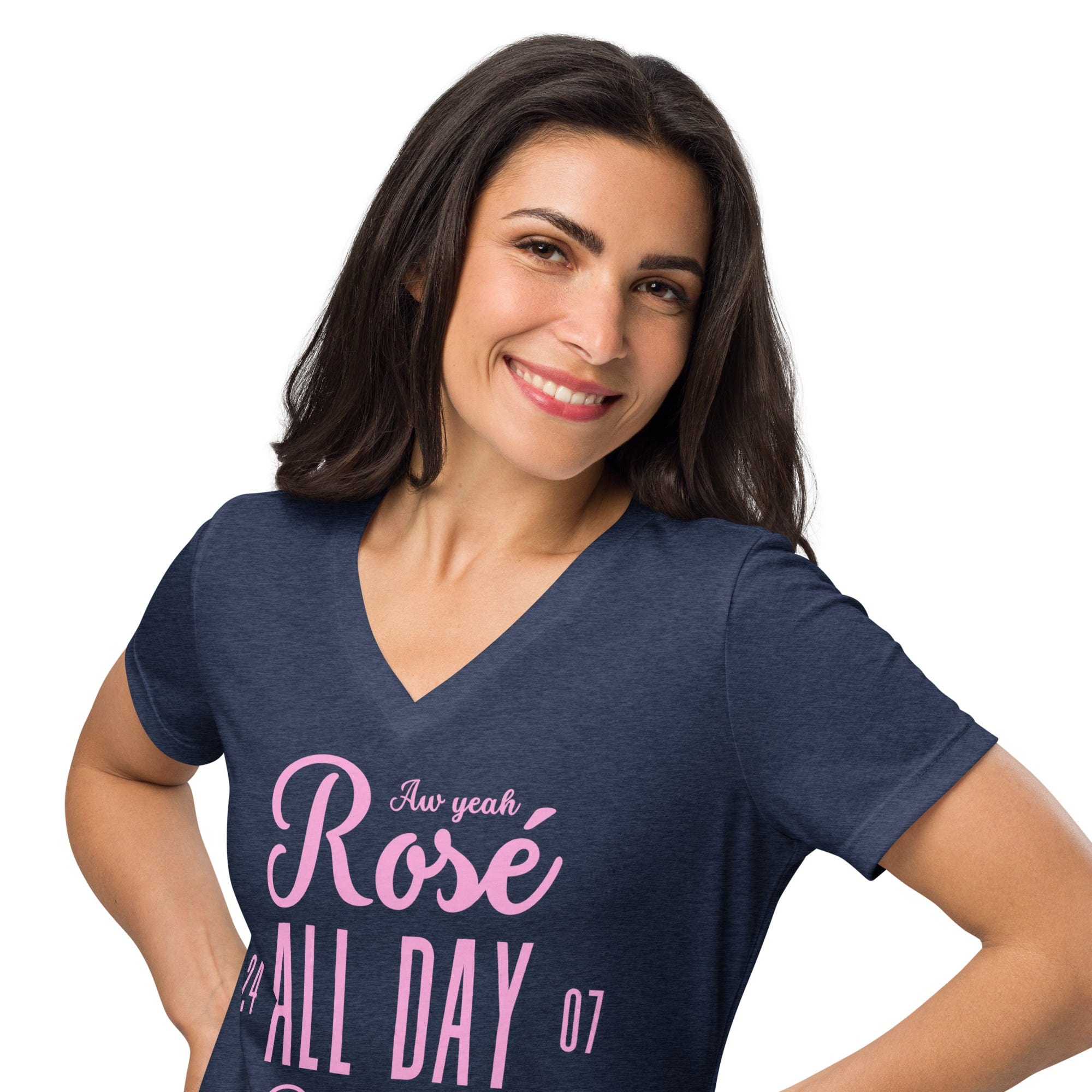 Jolly & Goode Women's Shirts Rosé All Day Bitches | Women’s Relaxed V-neck T-shirt Cheeky British Style