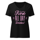Jolly & Goode Women's Shirts Solid Black Blend / S Rosé All Day Bitches | Women’s Relaxed V-neck T-shirt Cheeky British Style