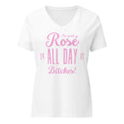 Jolly & Goode Women's Shirts Solid White Blend / S Rosé All Day Bitches | Women’s Relaxed V-neck T-shirt Cheeky British Style