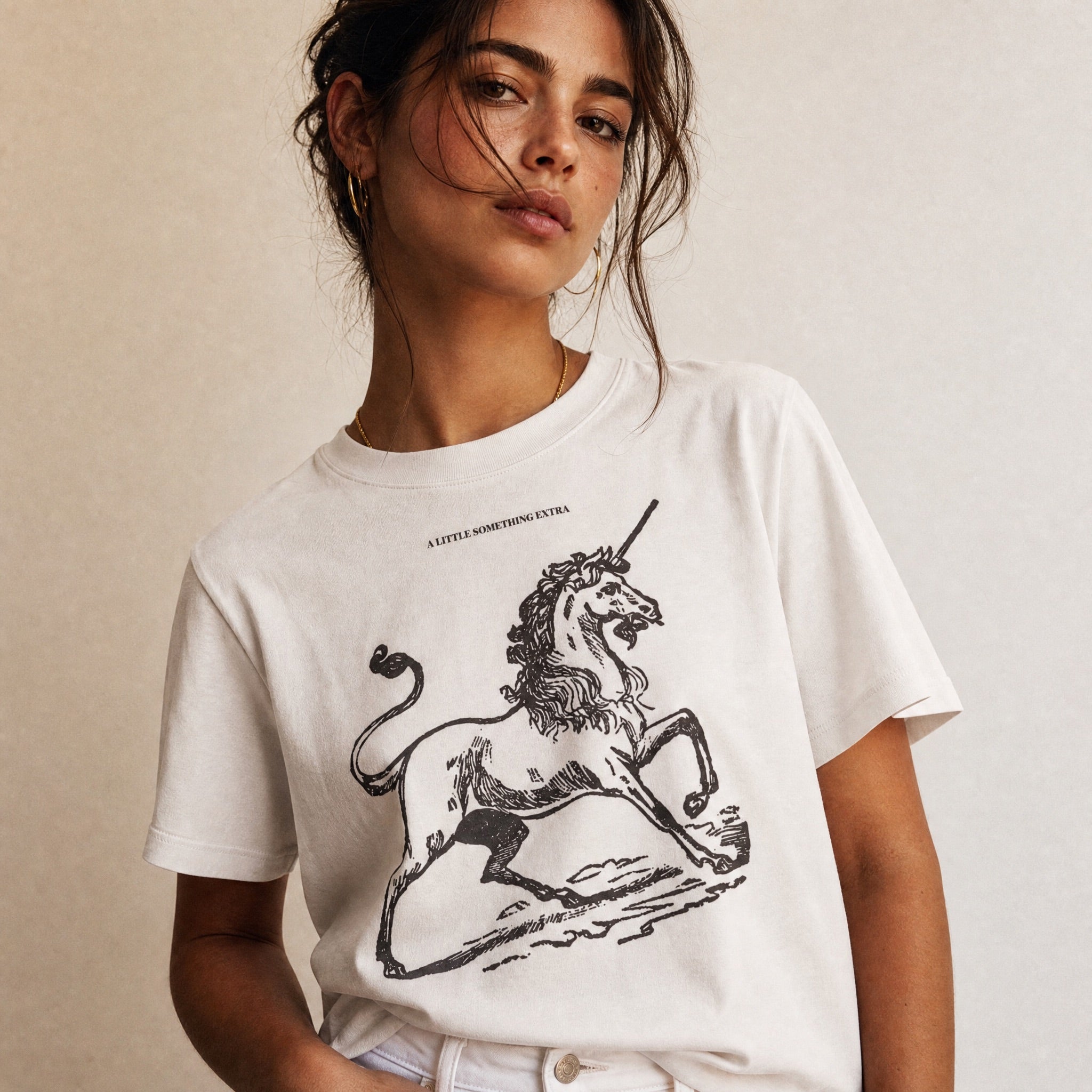 Jolly & Goode Women's Shirts Vintage White / S Women's A Little Something Extra Unicorn Boxy Fit Tee Cheeky British Style