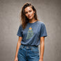 Jolly & Goode Women's Shirts Washed Navy / S Women's Crowned British Blue Cat Tee | Garment Dyed Cheeky British Style