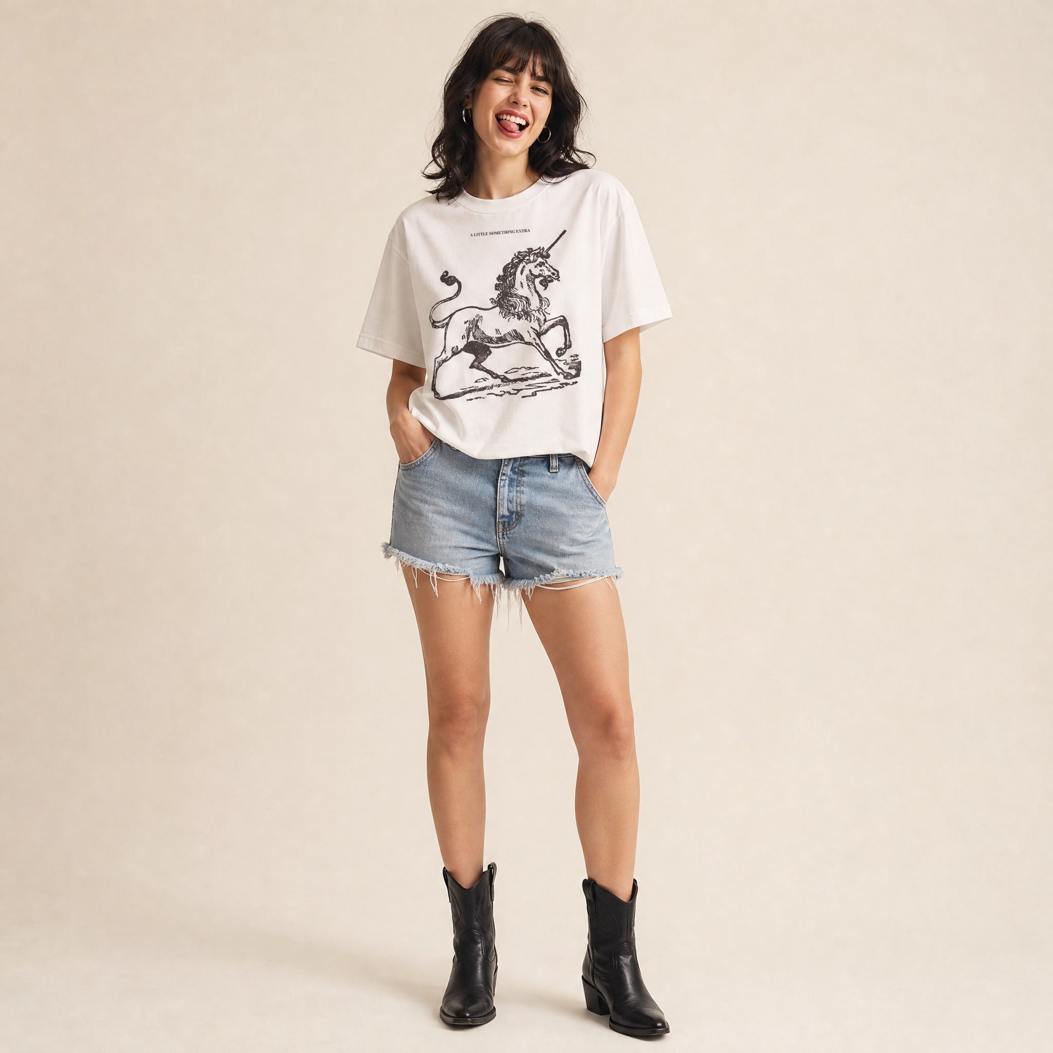 Jolly & Goode Women's Shirts Women's A Little Something Extra Unicorn Boxy Fit Tee Cheeky British Style