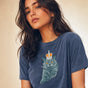 Jolly & Goode Women's Shirts Women's Crowned British Blue Cat Tee | Garment Dyed Cheeky British Style