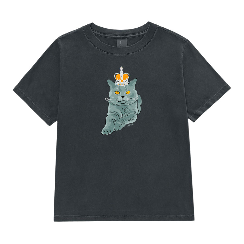 Jolly & Goode Women's Shirts Women's Crowned British Blue Cat Tee | Garment Dyed Cheeky British Style