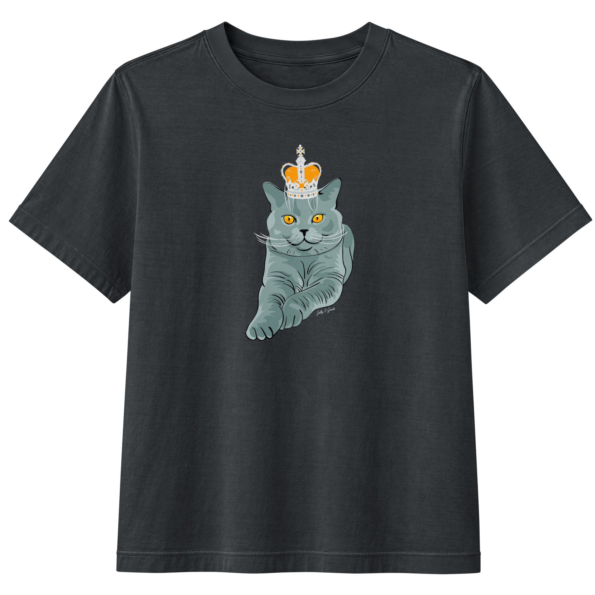 Jolly & Goode Women's Shirts Women's Crowned British Blue Cat Tee | Garment Dyed Cheeky British Style