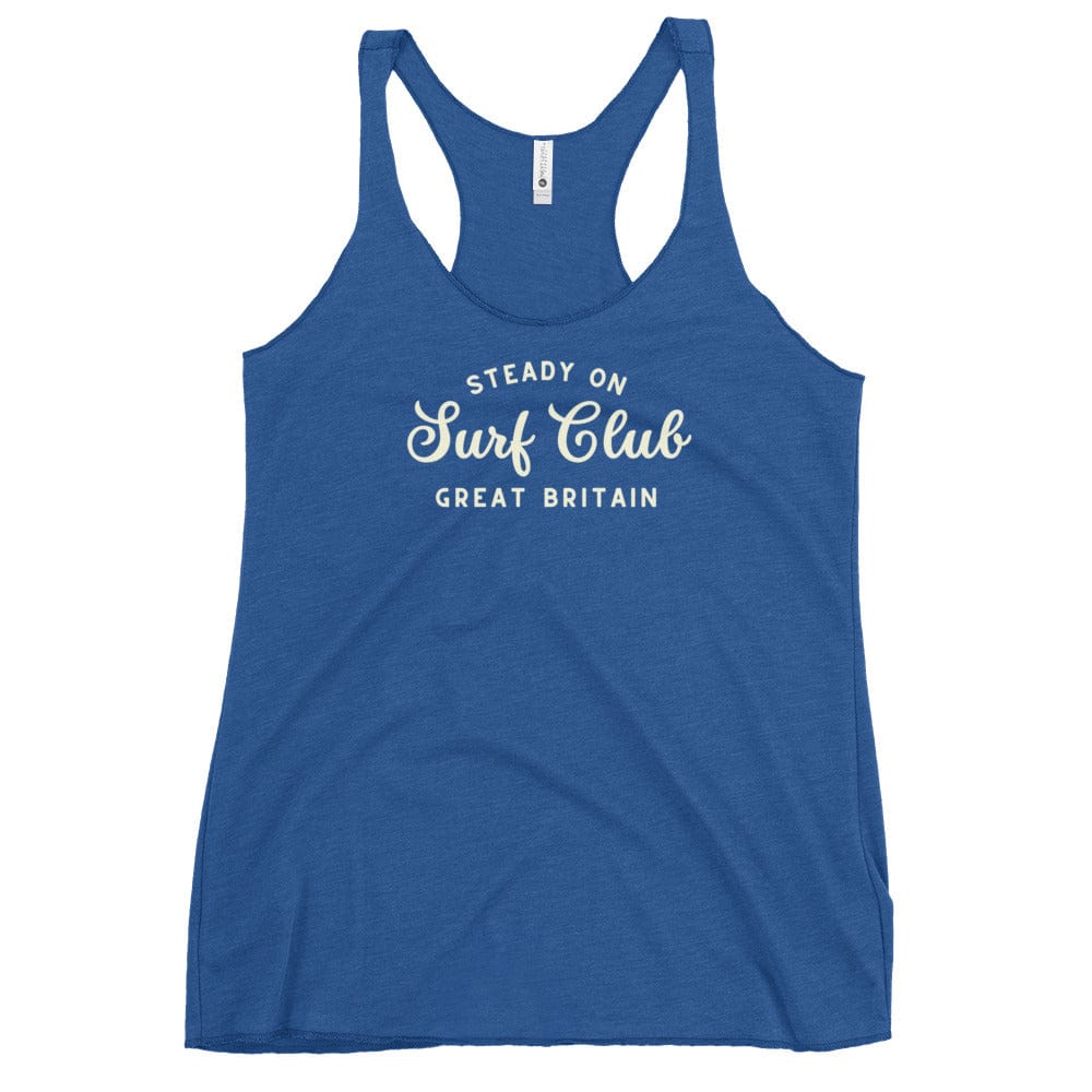 Jolly & Goode Women's Vests Vintage Royal / XS Steady On Surf Club Great Britain | Women's Racerback Vest (Tank Top) Cheeky British Style